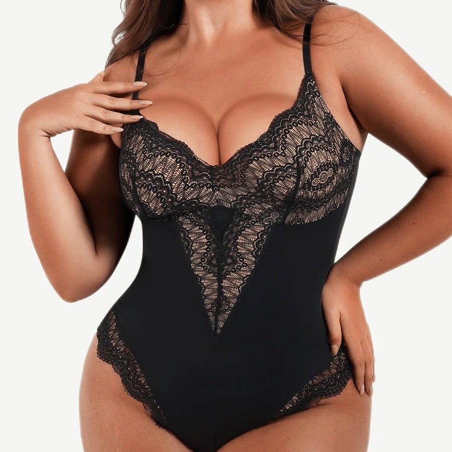 Body dentelle pointu bodladies ébène